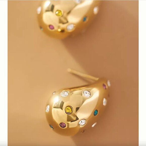 NEW~ Anthropologie Adina Eden Colorful Teardrop Stud Earrings - Picture 1 of 12